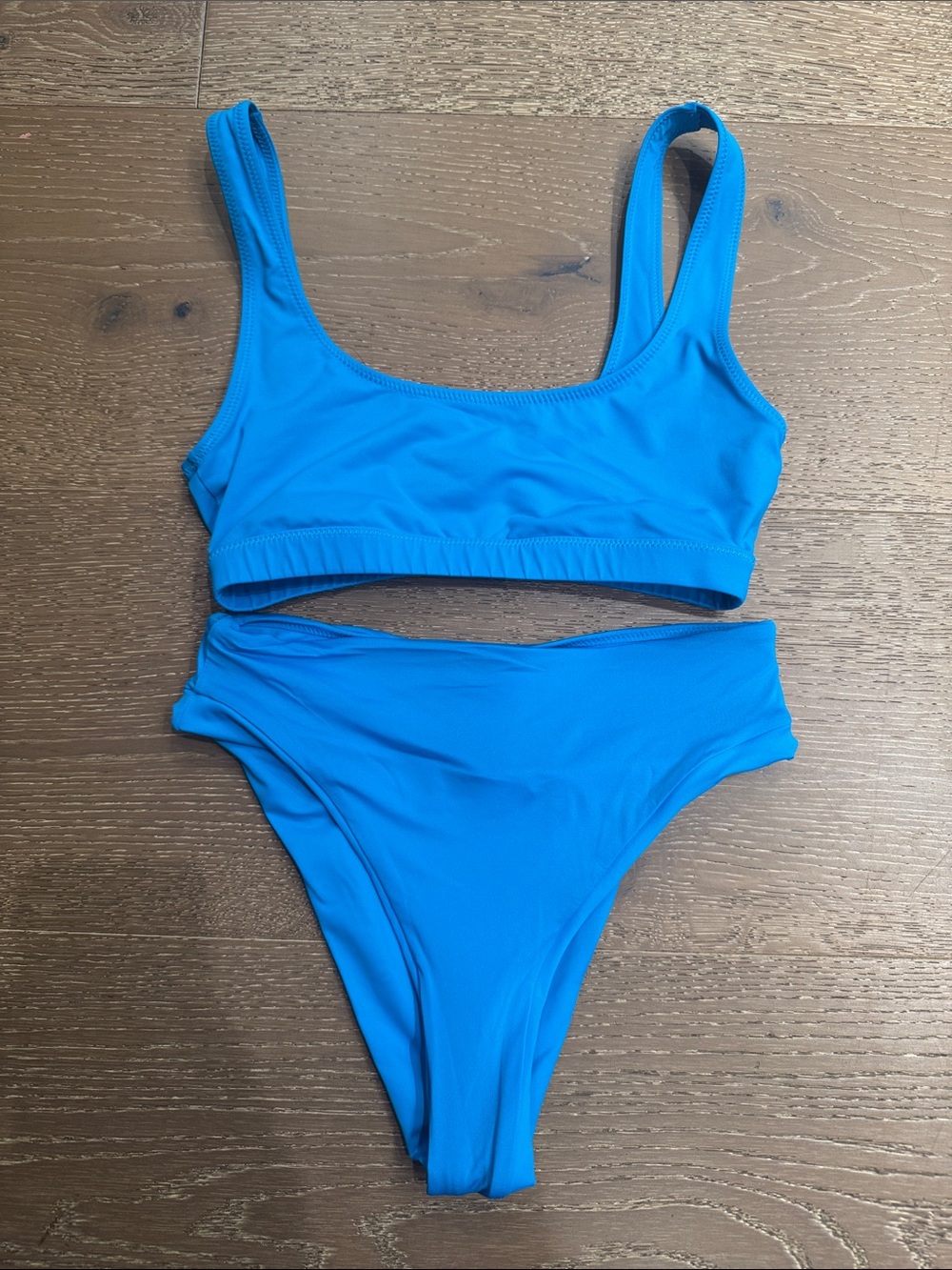 SKIMS Blue Scoop Neck High Waisted Bikini Set Size Small